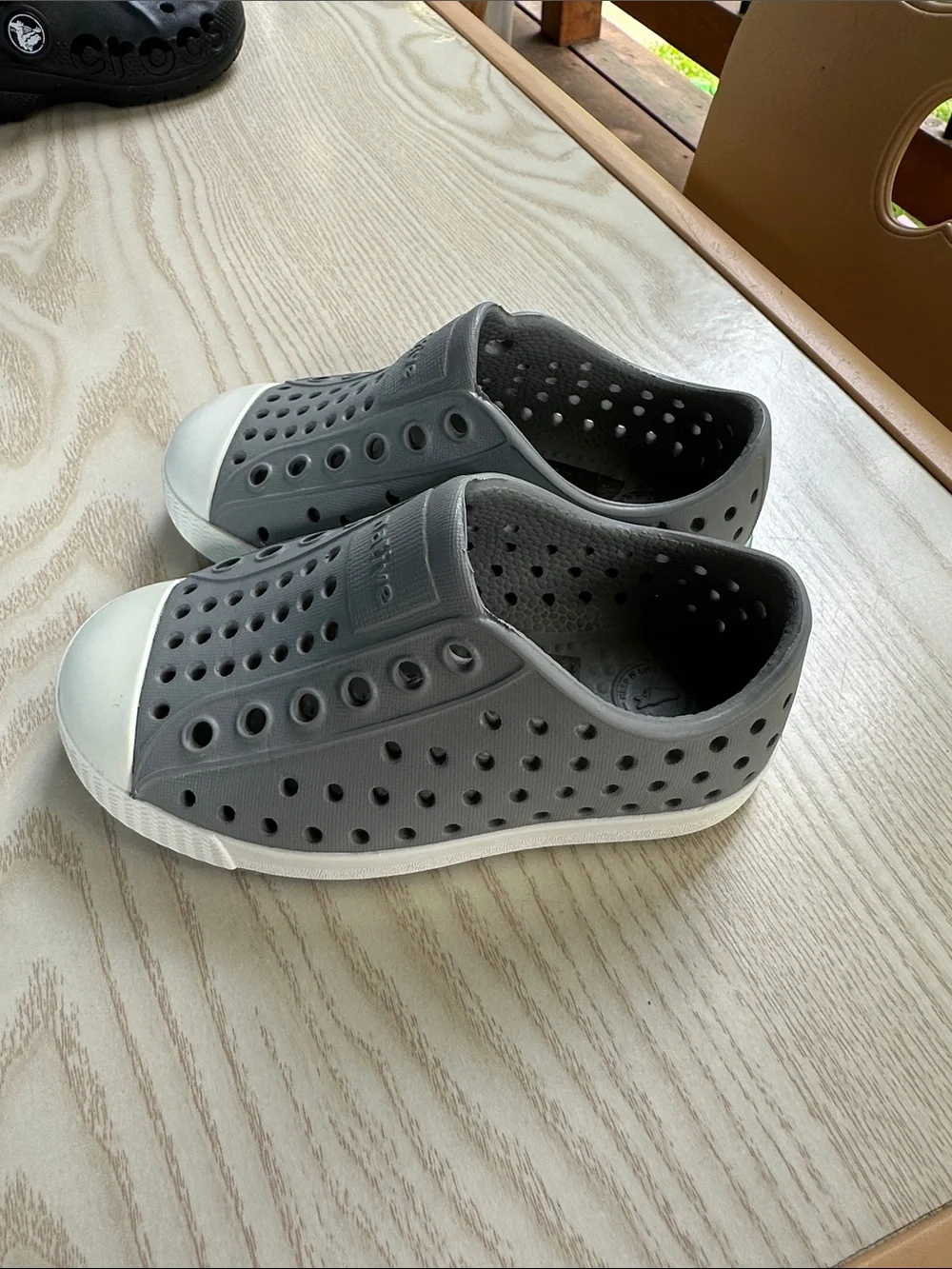 Native Jefferson Kids Slip-On Shoe - Pigeon Grey & Shell White